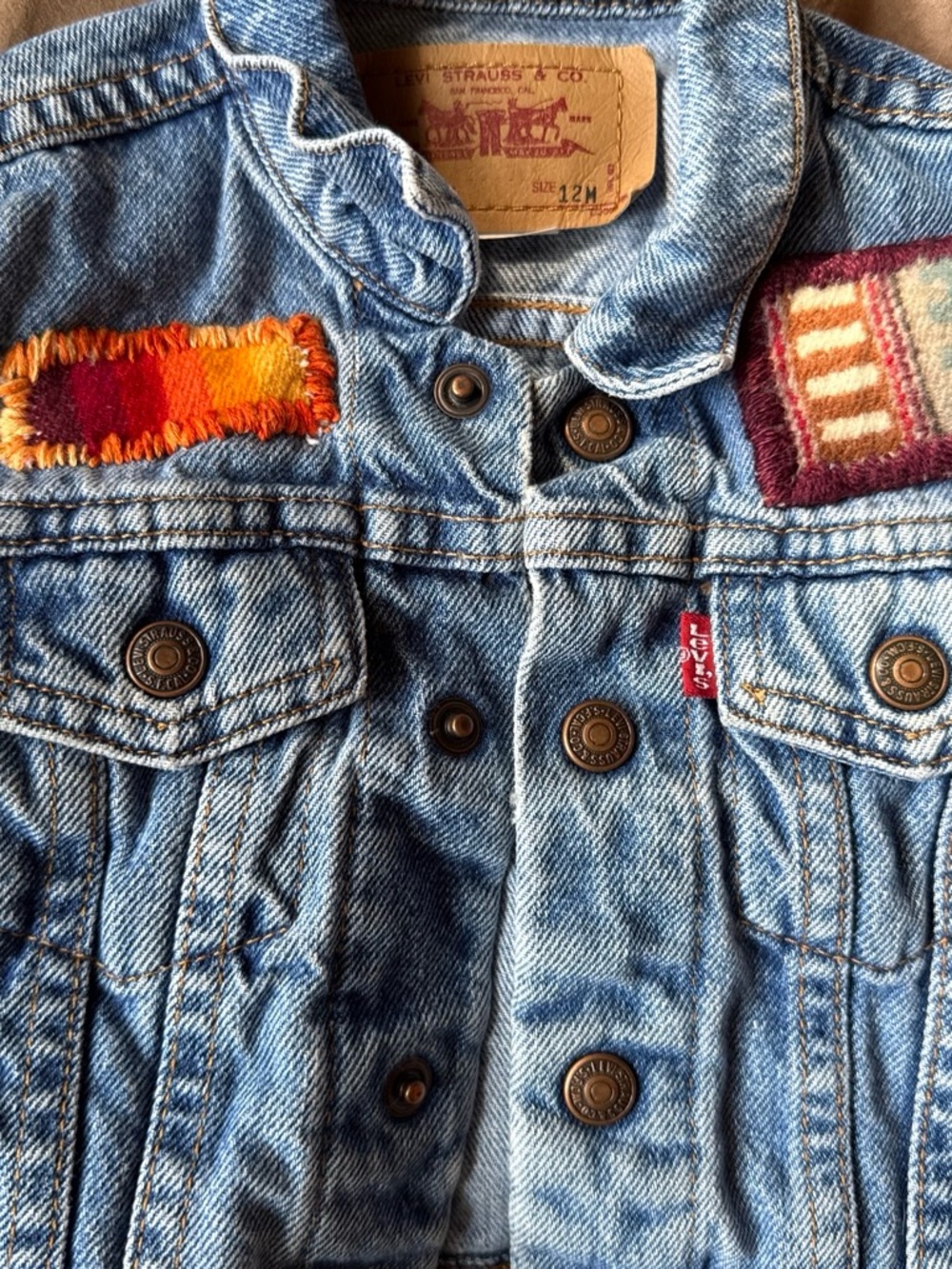 Levi's Light Blue Denim Jacket with Pendleton wool Woven Patches